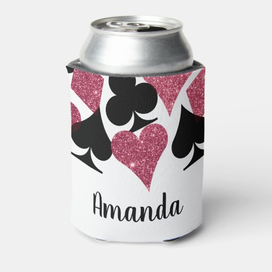 Roze Glitter Vegas Bride Custom Koelbox Blikjeskoeler (Blikje Achterkant)