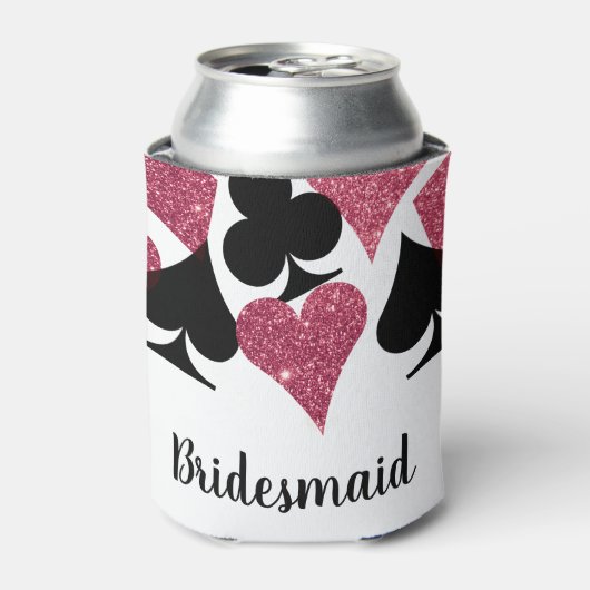 Roze Glitter Vegas Bridesmaid Custom Koelbox Blikjeskoeler (Blikje Voorkant)