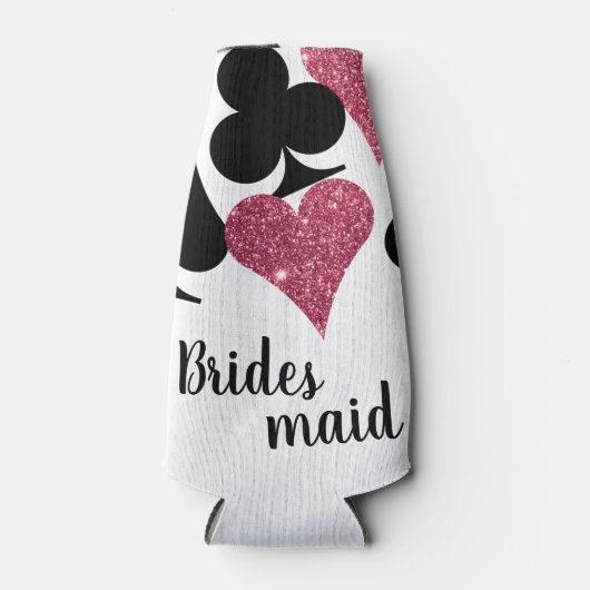 Roze Glitter Vegas Bruidsmeisje Fleskoeler Flesjeskoeler (Voorkant)