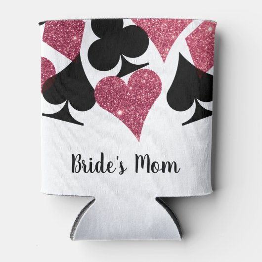 Roze Glitter Vegas Thema Bruid Moeder Aangepaste N Blikjeskoeler (Voorkant)