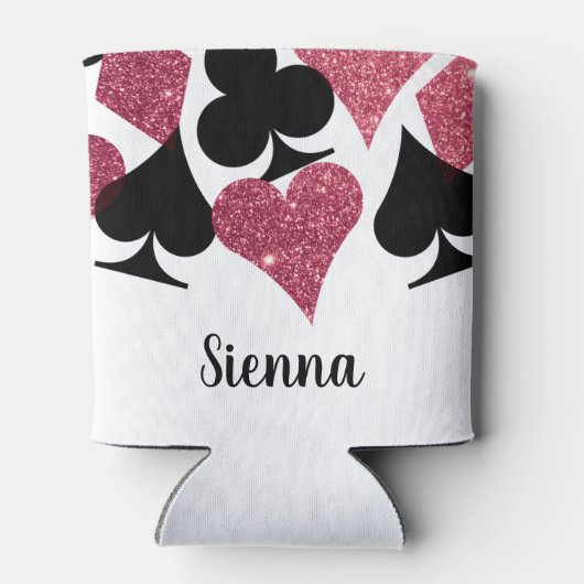 Roze Glitter Vegas Thema Trouw Moeder Aangepaste N Blikjeskoeler (Achterkant)