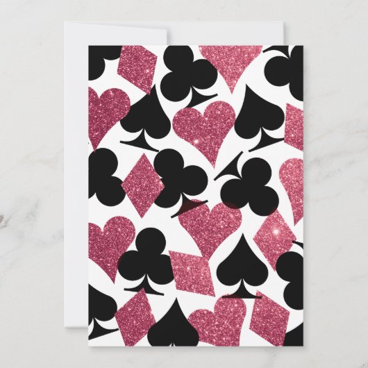 Roze Glitter Vegas Theme Bachelorette Party Invite Kaart (Achterkant)