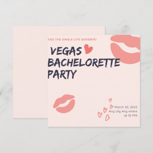 Roze Glitter Vegas Theme Bachelorette Party Kaart (Voorkant / Achterkant)