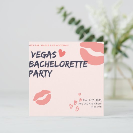 Roze Glitter Vegas Theme Bachelorette Party Kaart (Staand voorkant)
