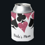 Roze Glitter Vegas Theme Brides Mam Aangepaste Naa Blikjeskoeler<br><div class="desc">Een klas omhoog met een volledig gepersonaliseerde "Bride's mam"-koelbox met een spreiding van kaartpakken in glitzy, faux roze glitter en zwart met gepersonaliseerde tekst voor de leden van de bridale partij. Verzamel de meisjes om de bruid te vieren om bij een weekend te zijn in het gelukkige Las Vegas of...</div>