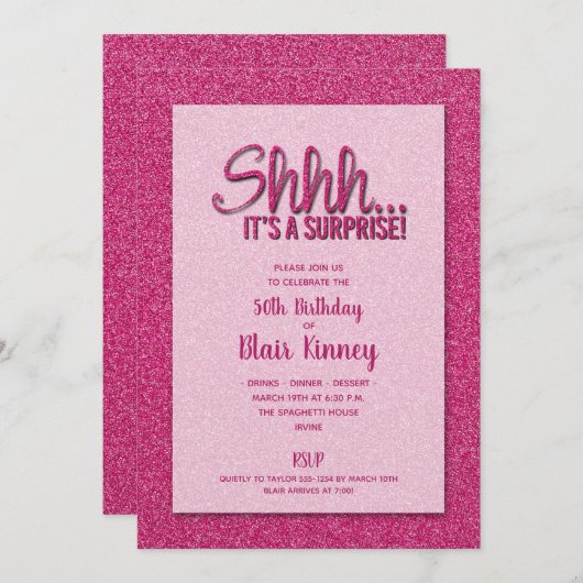 Roze Glitter VERASSING Verjaardag Kaart (Voorkant / Achterkant)