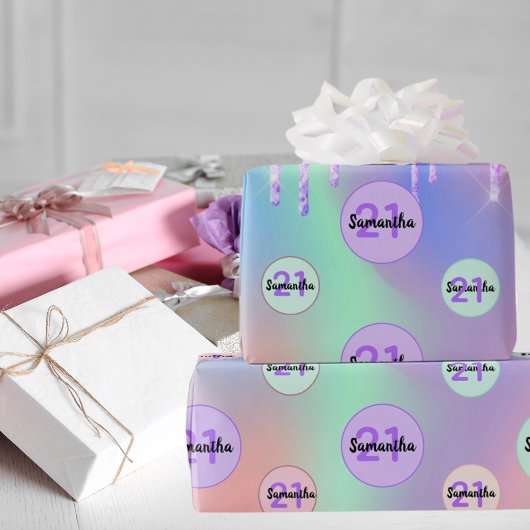 Roze glitter verjaardag 21 roos gouddaling cadeaupapier