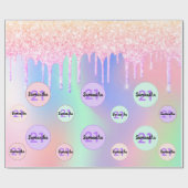 Roze glitter verjaardag 21 roos gouddaling cadeaupapier (Vlak)