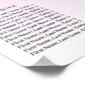 Roze Glitter Verjaardag Alfabetisch Zitplan Poster (Hoek)