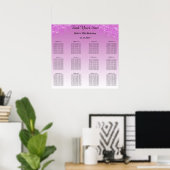 Roze Glitter Verjaardag Alfabetisch Zitplan Poster (Thuiskantoor)