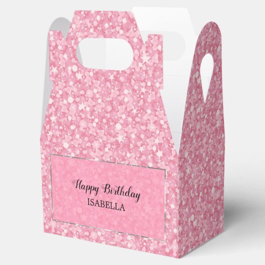Roze Glitter Verjaardag Bedankdoosjes (Geopend)