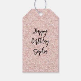 Roze Glitter Verjaardag Cadeaulabel