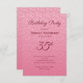 Roze Glitter Verjaardag Kaart (Voorkant / Achterkant)