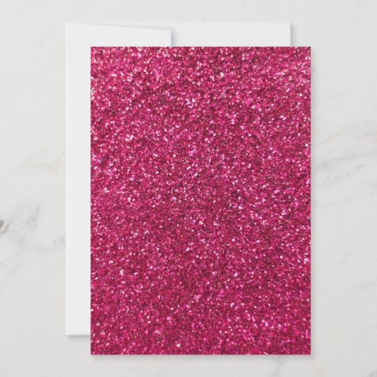 Roze glitter verjaardagsuitnodiging kaart (Achterkant)