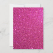 Roze glitter verjaardagsuitnodiging kaart (Achterkant)