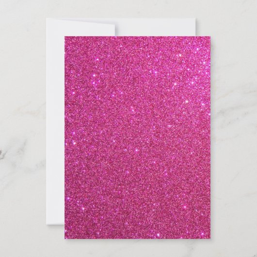 Roze glitter verjaardagsuitnodiging kaart (Achterkant)