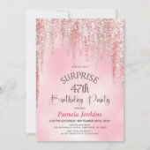 Roze Glitter Verrassingsverjaardagsfeest Kaart (Voorkant)