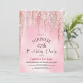 Roze Glitter Verrassingsverjaardagsfeest Kaart (Staand voorkant)
