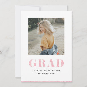 Roze Glitter Vet GRAD Typografie Afstudeerfoto Aankondiging
