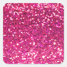 Roze glitter vierkante sticker
