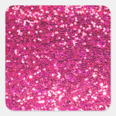 Roze glitter vierkante sticker (Voorkant)