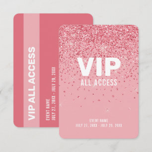 Roze Glitter VIP All Access ID-badge 8,9 cm x 12,7 Kaart