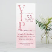 Roze Glitter VIP Ticket Kaart (Staand voorkant)
