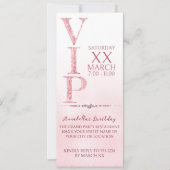 Roze Glitter VIP Ticket Kaart (Voorkant)