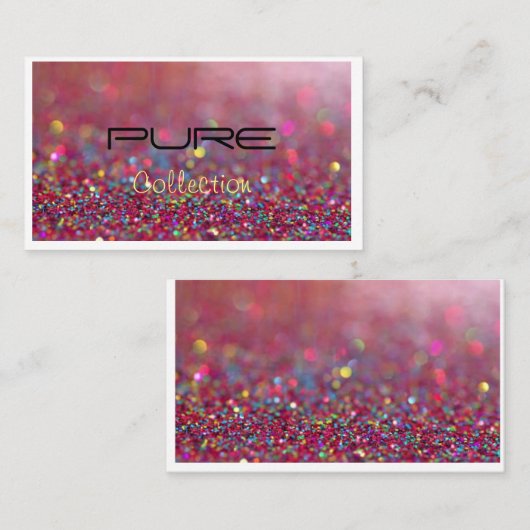 Roze glitter visitekaartje (Voorkant / Achterkant)