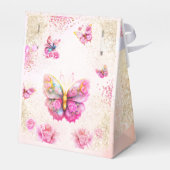 Roze Glitter Vlinder Baby shower Favor Boxes Bedankdoosjes (Achterkant)