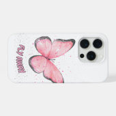 roze glitter vlinder iPhone hoesje (Achterkant horizontaal)