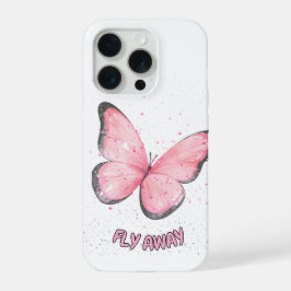roze glitter vlinder iPhone 15 pro case