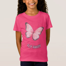 roze glitter vlinder t-shirt