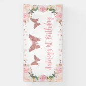 Roze glitter Vlinder Verjaardag Achtergrond Banner (Verticaal)