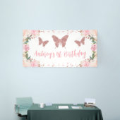 Roze glitter Vlinder Verjaardag Achtergrond Banner (Beurs)
