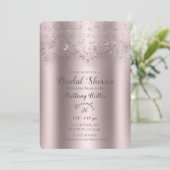 Roze Glitter Vlindervormige Bruidsdouche Kaart (Staand voorkant)