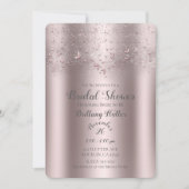 Roze Glitter Vlindervormige Bruidsdouche Kaart (Voorkant)