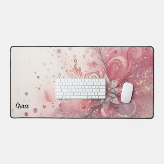 Roze Glitter voor desktopgebruik Bureaumat (Keyboard & Muis)