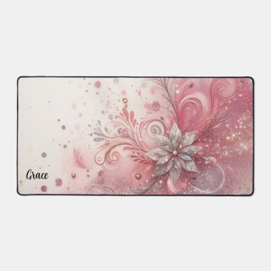 Roze Glitter voor desktopgebruik Bureaumat (Voorkant)