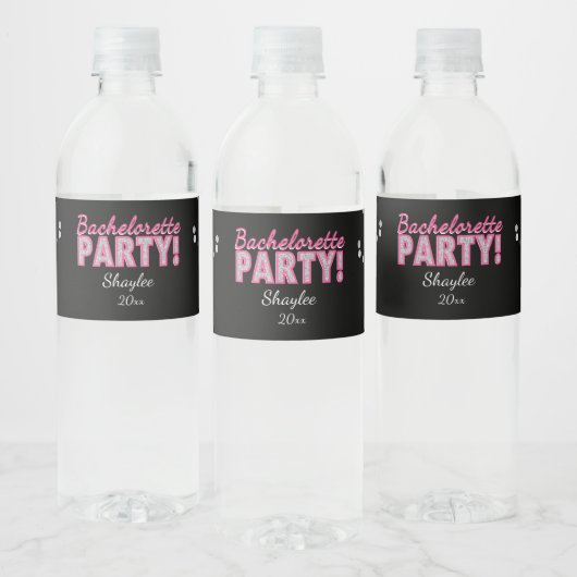 Roze Glitter, vrijgezellenfeest Waterfles Etiket (Flessen)