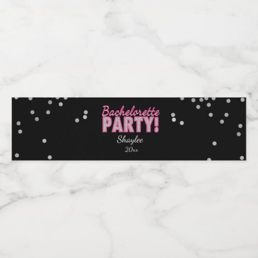 Roze Glitter, vrijgezellenfeest Waterfles Etiket (Enkel label)