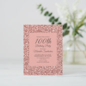 Roze Glitter Vrouwen 100ste Verjaardag Kaart (Staand voorkant)
