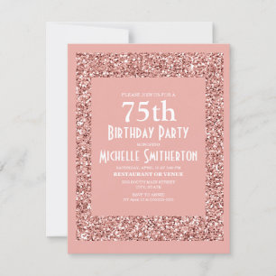 Roze Glitter Vrouwen 75e Verjaardag Kaart