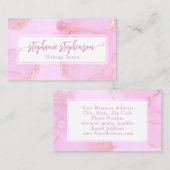 Roze Glitter Waterverf Mode Stylist Modern Visitekaartje (Voorkant / Achterkant)
