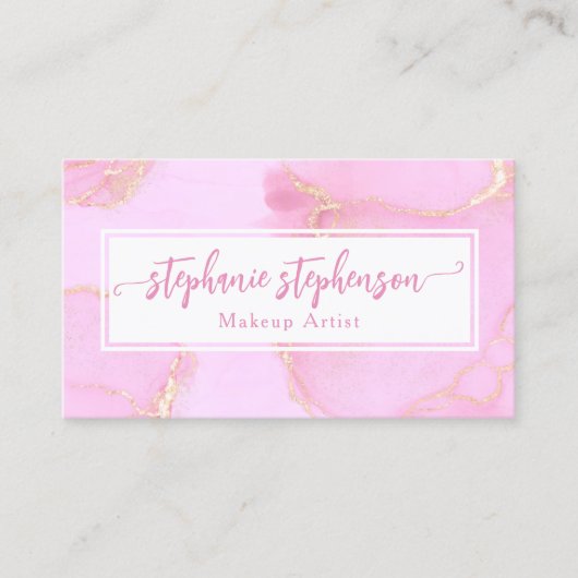 Roze Glitter Waterverf Mode Stylist Modern Visitekaartje (Voorkant)