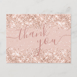 Roze Glitter Wedding Bedankt Briefkaart