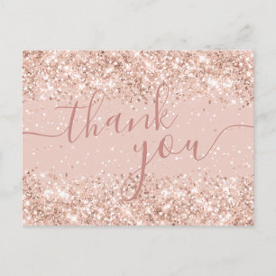 Roze Glitter Wedding Bedankt Briefkaart