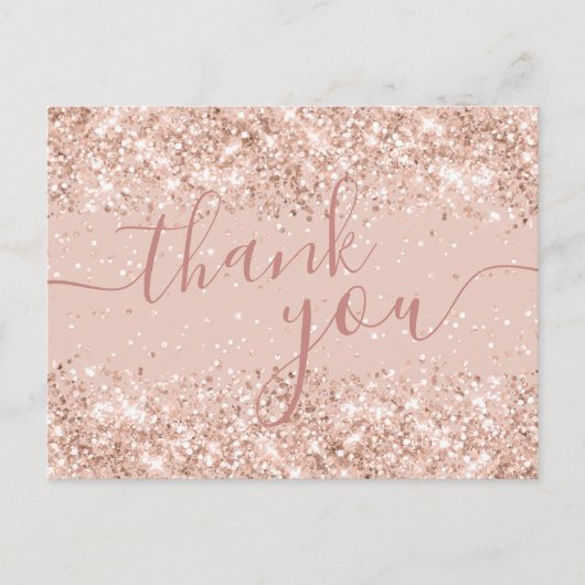Roze Glitter Wedding Bedankt Briefkaart (Voorkant)