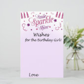 Roze glitter wenst het verjaardagsmeisje (Staand voorkant)