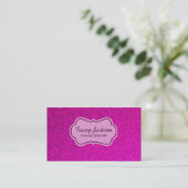 Roze glitter white label custom visitekaartjes (Staand voorkant)